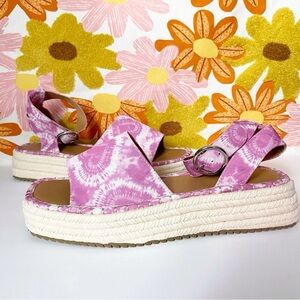 NWOT ASOS Pink Tie Dye Espadrille Sandals Size 8